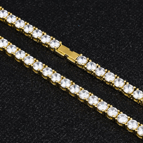CZ Diamond Tennis Bracelets Set for Men's in 14K Gold (3mm+4mm) KRKC