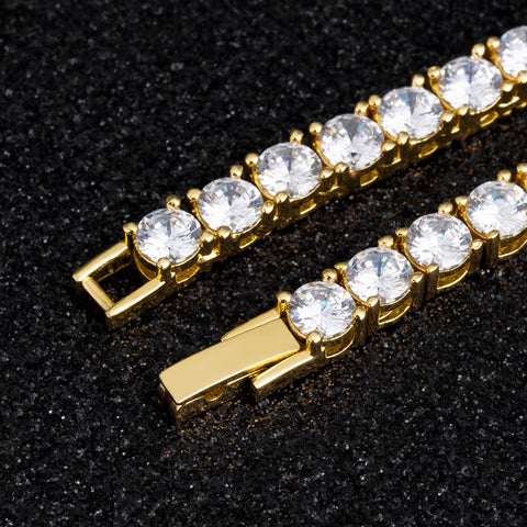 CZ Diamond Tennis Bracelets Set for Men's in 14K Gold (3mm+4mm) KRKC