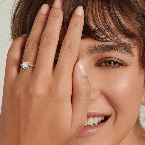 1.0ct Lab Grown Diamond Halo Engagement Ring 0005 KRKC