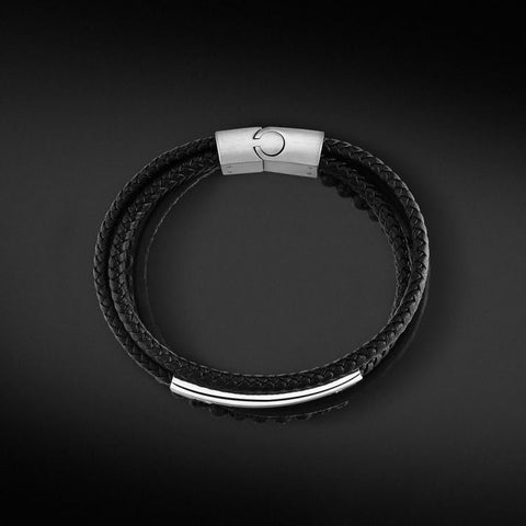 Leather Volcanic Rock Beaded Custom Bracelet for Men's KRKC $49.99