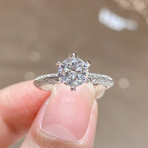 1.0ct Lab Grown Diamond Sidestone Engagement Ring 0002 KRKC