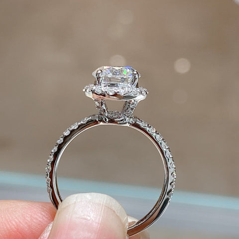 1.0ct Lab Grown Diamond Halo Engagement Ring 0005 KRKC