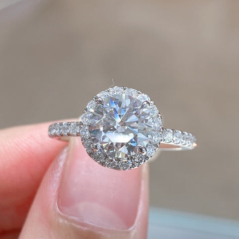 1.0ct Lab Grown Diamond Halo Engagement Ring 0005 KRKC