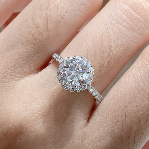1.0ct Lab Grown Diamond Halo Engagement Ring 0005 KRKC