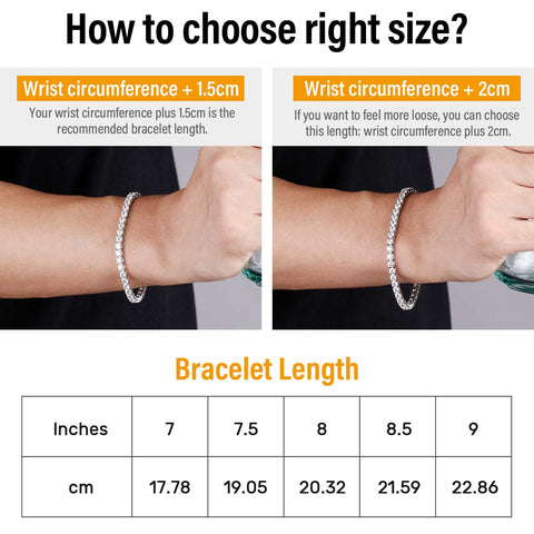CZ Diamond Tennis Bracelets Set for Men's in 14K Gold (3mm+4mm) KRKC