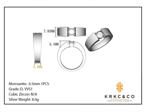 1.0 Carats VVS1 Moissanite Men Ring
